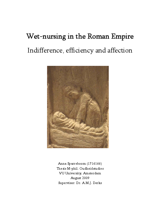 Pdf Wet Nursing In The Roman Empire Indifference Efficiency And Affection Anna Sparreboom Academia Edu