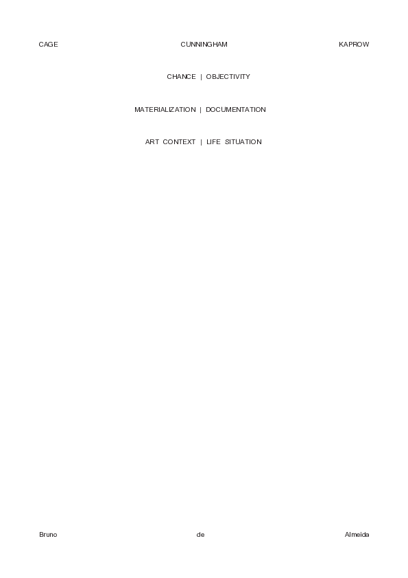 (PDF) Cage. Cunnigham. Kaprow. Chance | Objectivity. Materialization ...