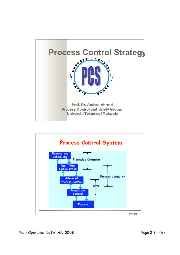 (PDF) Plant Process Control Strategy Process Control System Process