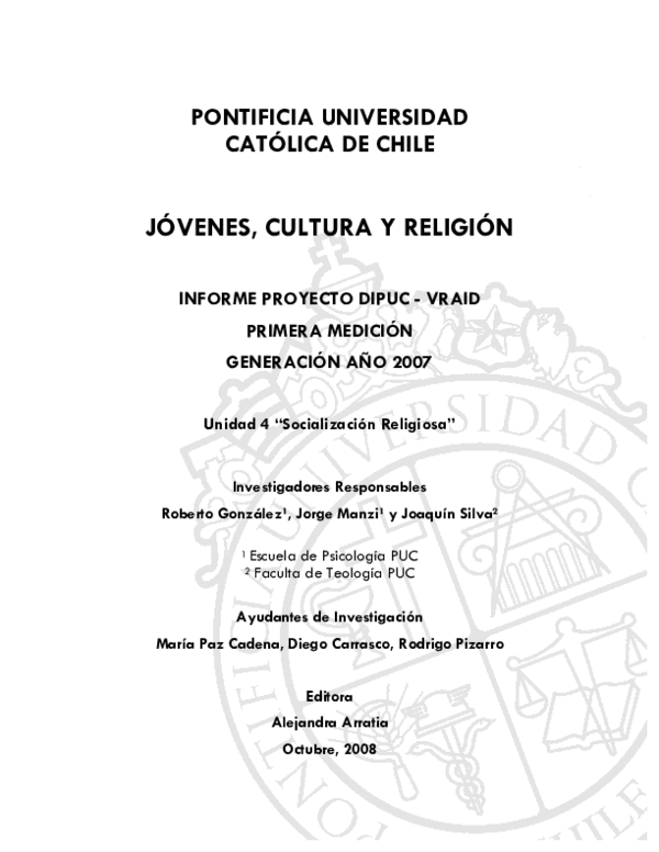(PDF) PONTIFICIA UNIVERSIDAD CATÓLICA DE CHILE JÓVENES, CULTURA Y ...