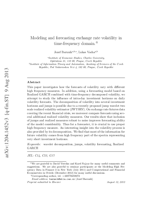 (PDF) Realized Wavelet Jump-GARCH model: Can wavelet decomposition of ...