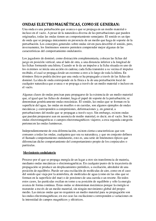 Pdf Ondas Electromagnéticas Como Se Generan
