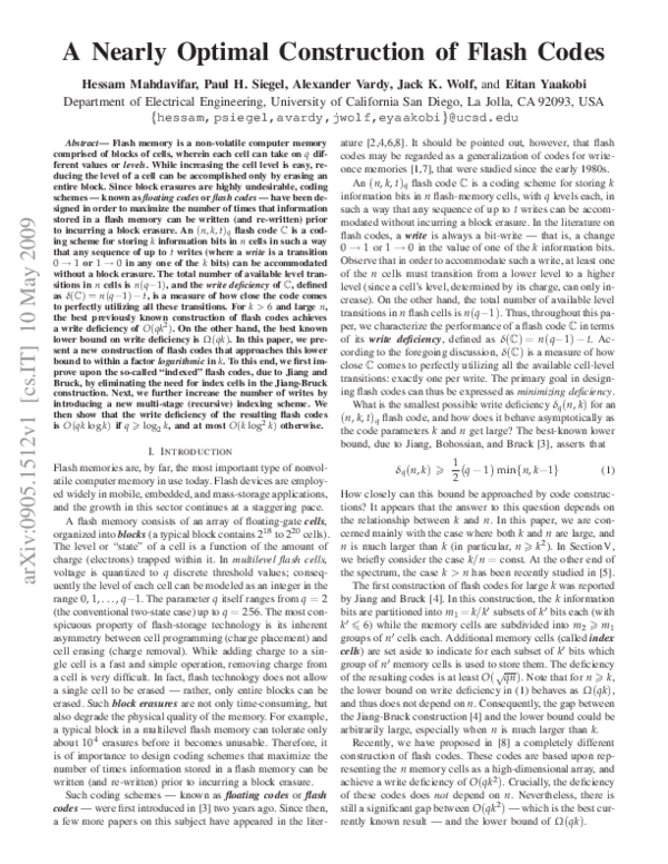 (PDF) A Nearly Optimal Construction of Flash Codes