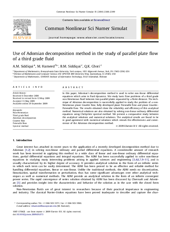 (PDF) Use of Adomian Decomposition Method in the study of parallel ...