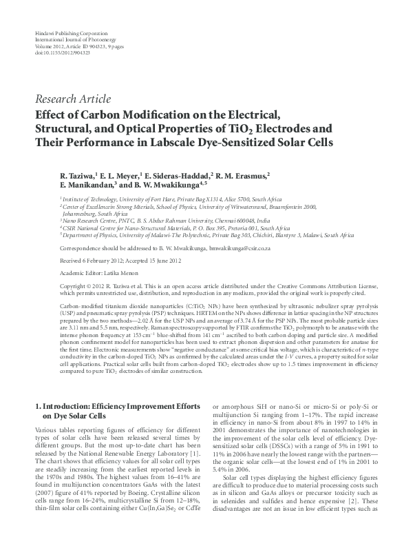 (PDF) Effect of Carbon Modification on the Electrical, Structural, and ...