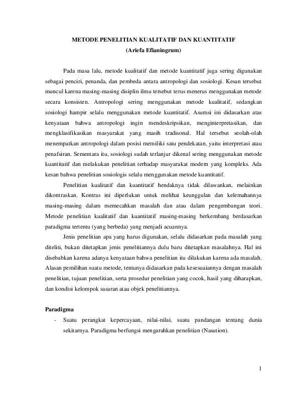 Pdf Metode Penelitian Kualitatif Dan Kuantitatif Ariefa Efianingrum Naufal Althaf Academia Edu