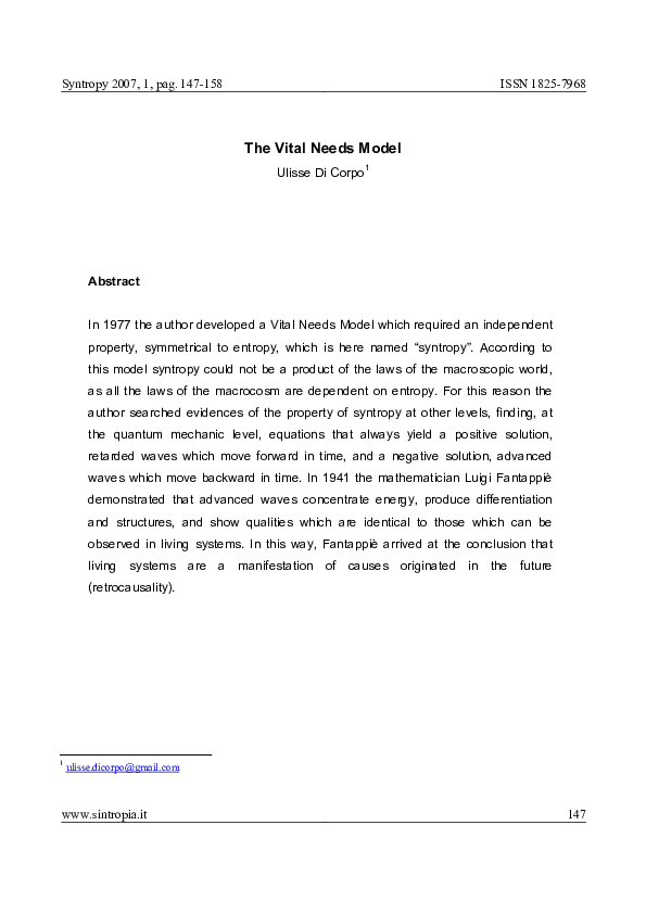 (PDF) 2007-03 The Vital Needs Model