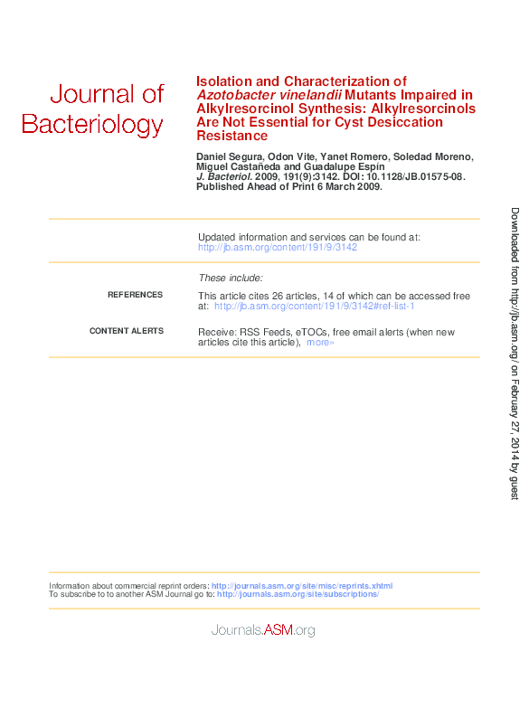 (PDF) Isolation and Characterization of Azotobacter vinelandii Mutants ...