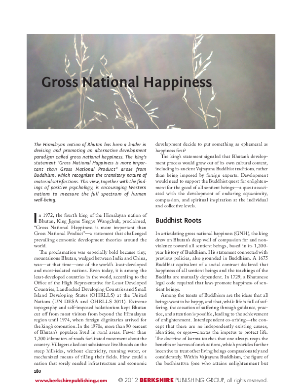 Essay on gross national happiness picture