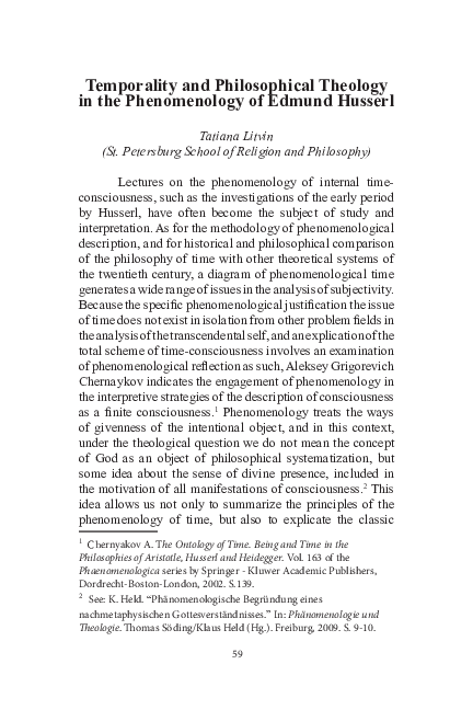 (PDF) Temporality and philosophical theology in the phenomenology of ...