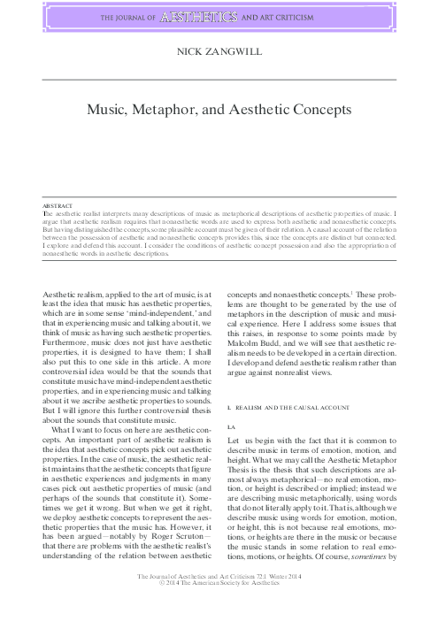 (PDF) Music, Metaphor and Aesthetic Concepts