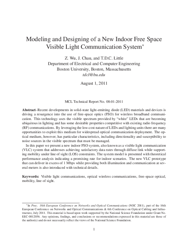 (PDF) Modeling and Designing of a New Indoor Free Space Visible Light ...