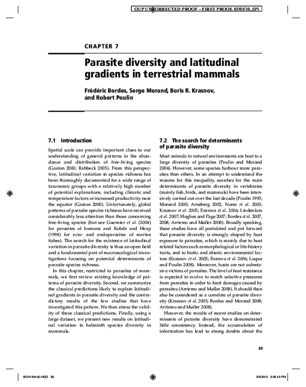 (PDF) Parasite diversity and latitudinal gradients in terrestrial mammals