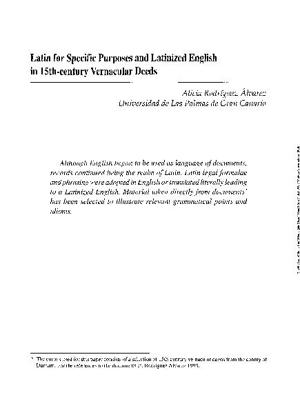 (PDF) Latin for specific purposes and Latinized English in 15th-century ...