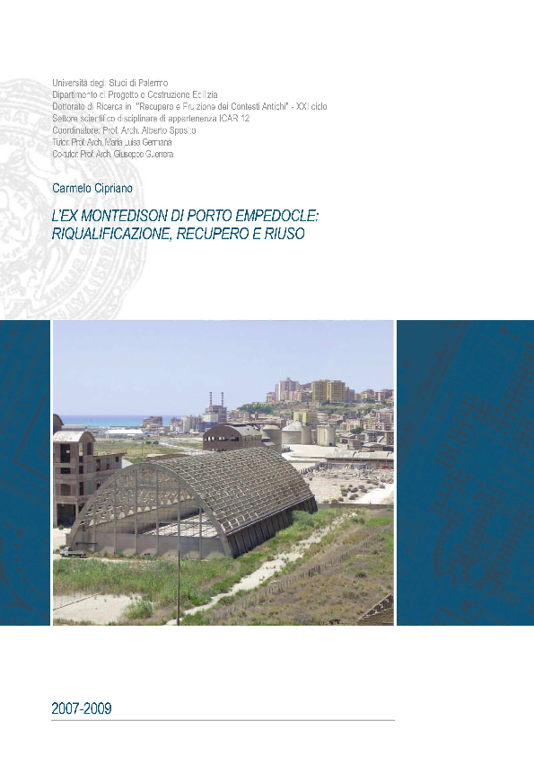 (PDF) L'ex Montedison di Porto Empedocle: riqualificazione, recupero e ...