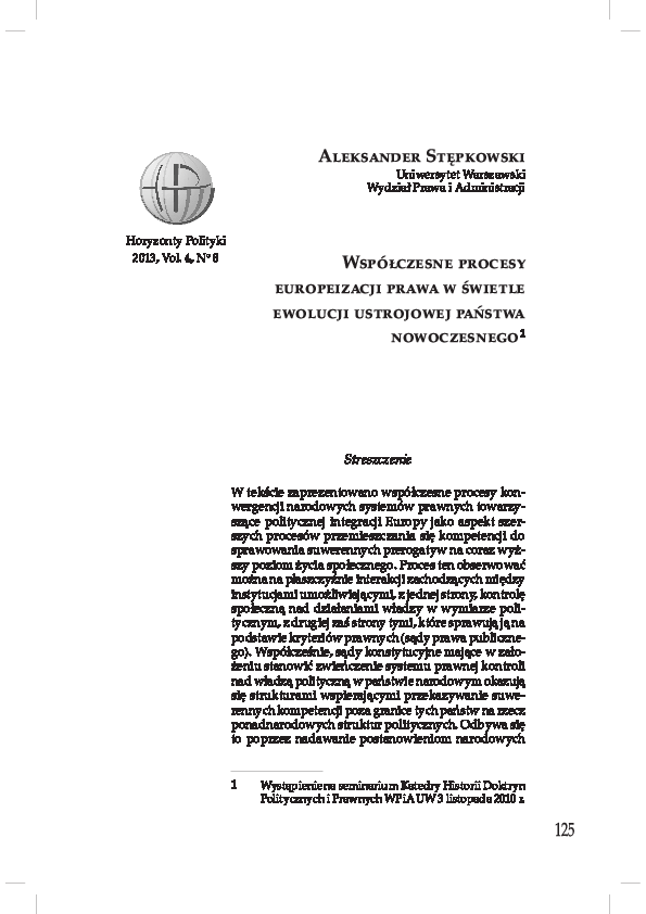 (PDF) Współczesne procesy europeizacji prawa w świetle ewolucji