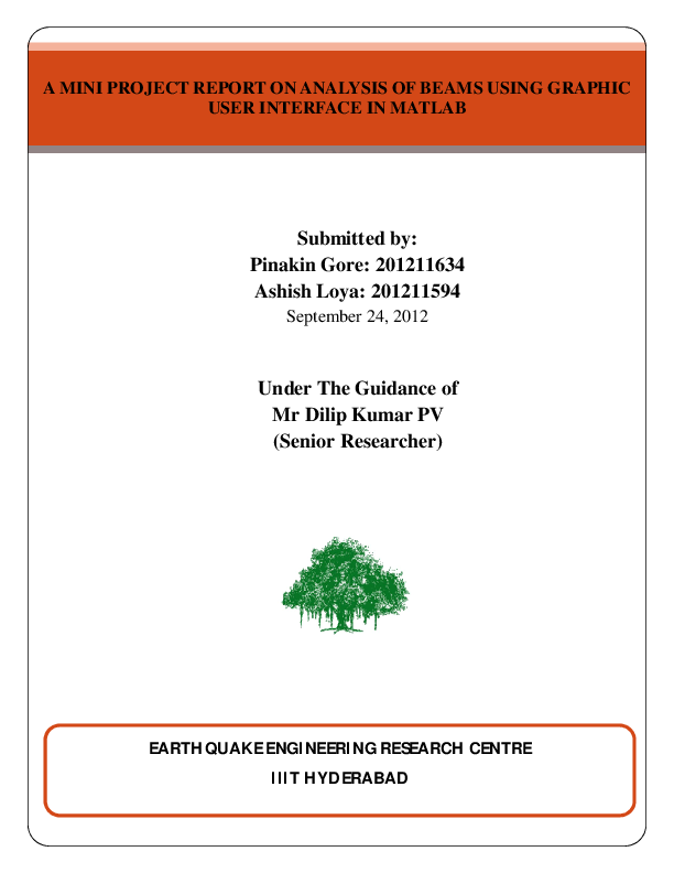 A MINI PROJECT REPORT ON ANALYSIS OF BEAMS USING GRAPHIC USER INTERFACE ...
