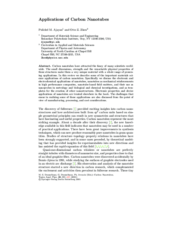 (PDF) Applications of Carbon Nanotubes