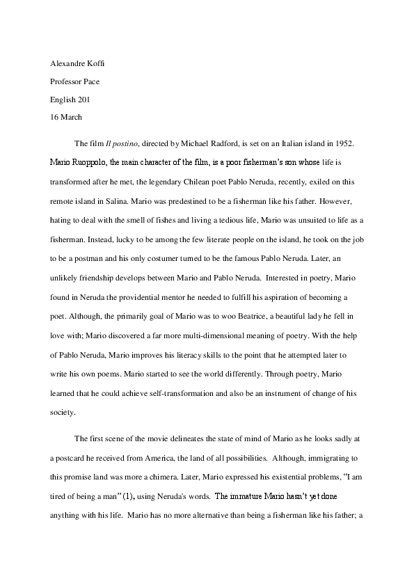 Il postino essay picture