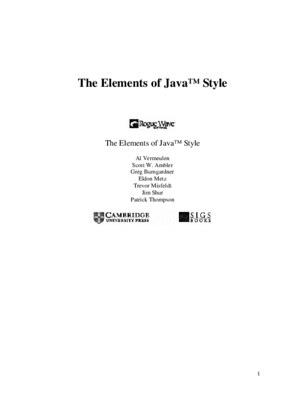 (PDF) The Elements of Java™ Style The Elements of Java™ Style