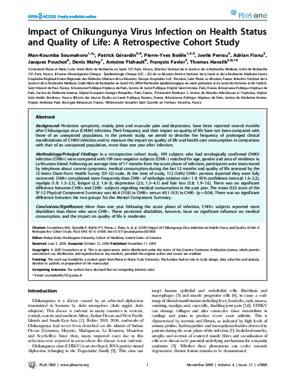(PDF) Impact of Chikungunya Virus Infection on Health Status and ...
