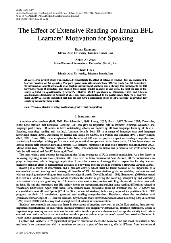 (PDF) The Effect of Extensive Reading on Iranian EFL Learners ...