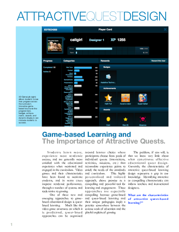 (PDF) Game-based Learning and The Importance of Attractive Quests