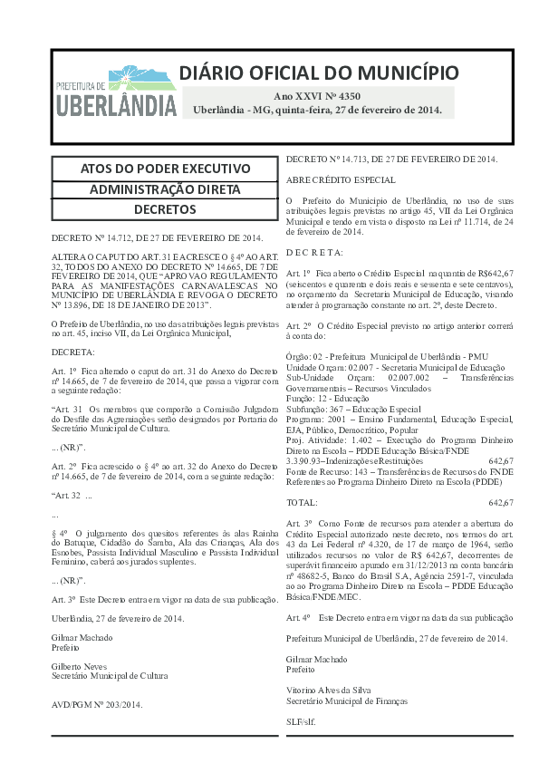 (PDF) ATOS DO PODER EXECUTIVO ADMINISTRAÇÃO DIRETA DECRETOS