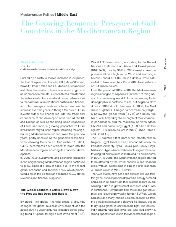 (PDF) The Growing Economic Presence of Gulf Countries in the ...