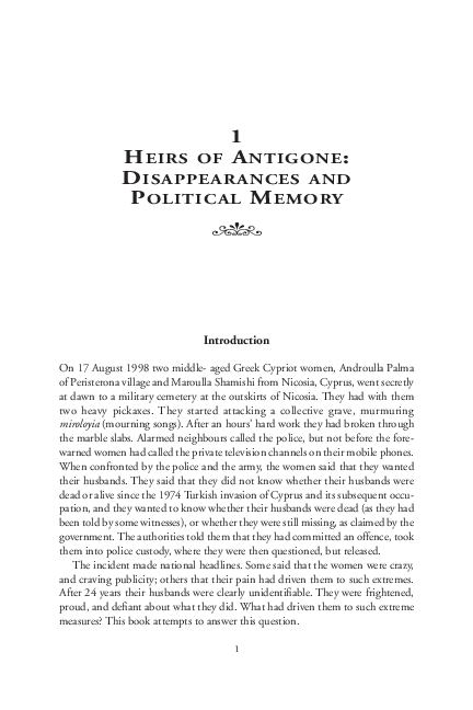 Pdf Heirs Of Antigone Disappearances And Political Memory Paul Sant Cassia Academia Edu