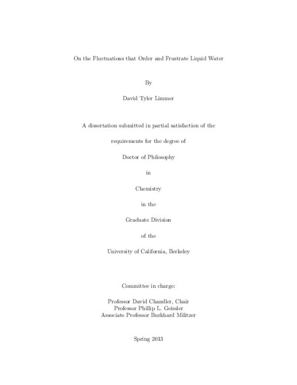 Pdf On The Fluctuations That Order And Frustrate Liquid Water