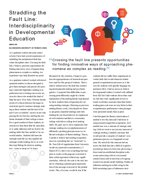 (PDF) Interdisciplinarity in Developmental Education