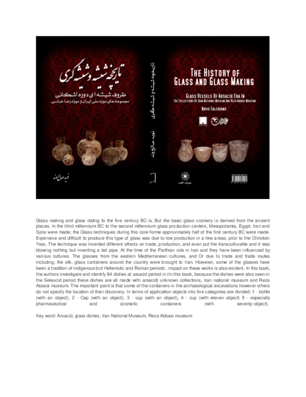 (PDF) The History Of Glass And Glass Making , (Glass Vessels Of Arsacid