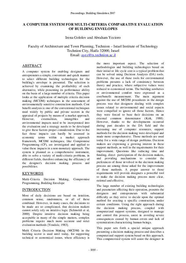 (PDF) A COMPUTER SYSTEM FOR MULTI-CRITERIA COMPARATIVE EVALUATION OF ...
