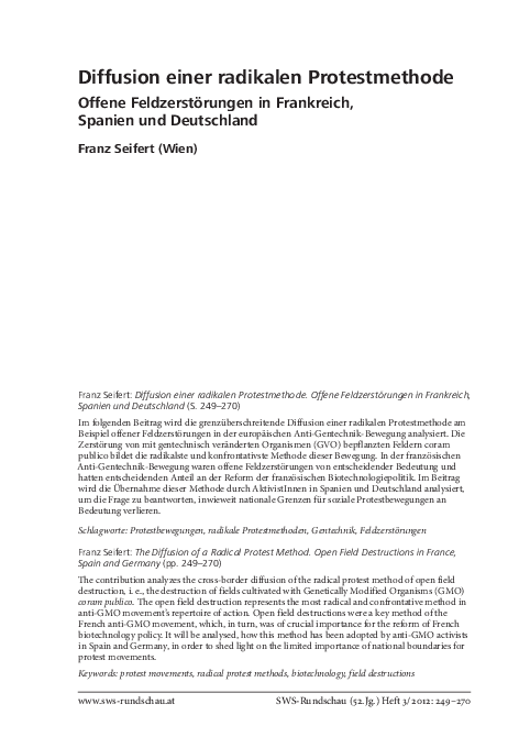 Diffusion einer radikalen Protestmethode