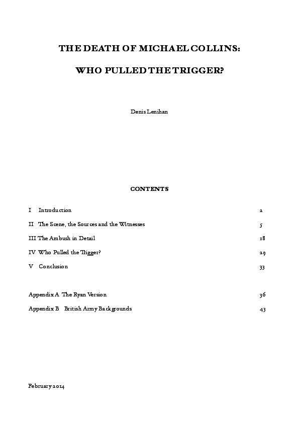 (PDF) The Death of Michael Collins: Who Pulled the Trigger?