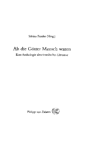 Als Die Gotter Mensch Waren Die Altorientalische Sintfluterzahlung Rosel Pientka Hinz Academia Edu
