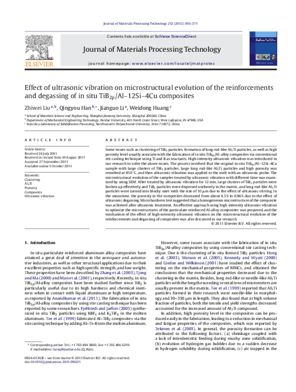 (PDF) Effect of ultrasonic vibration on microstructural evoltion of the ...