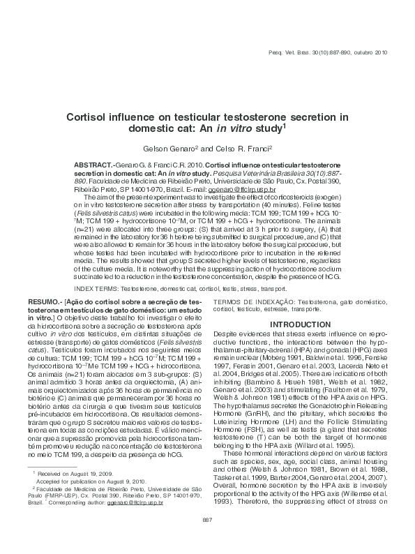 (PDF) Cortisol influence on testicular testosterone secretion in ...