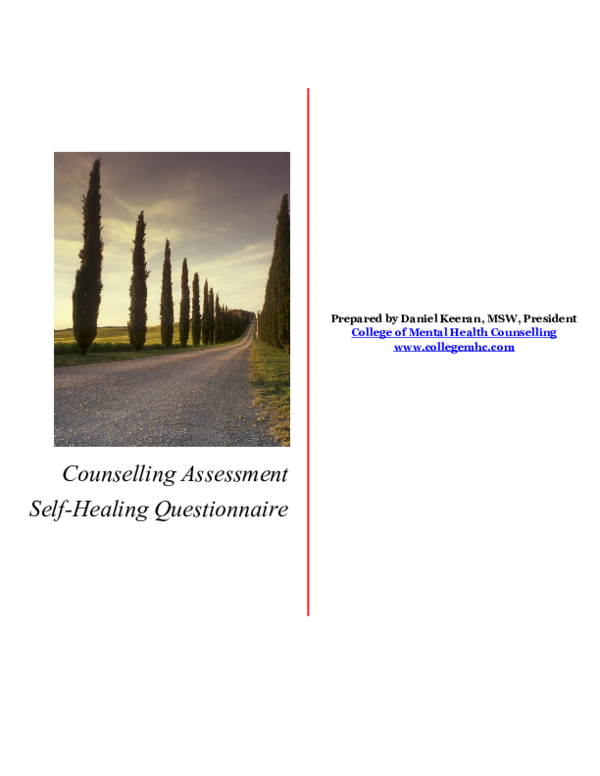 (DOC) Counseling Assessment: Know Thyself Life Story Questionnaire