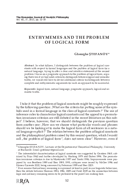 (PDF) Enthymemes and the problem of logical form