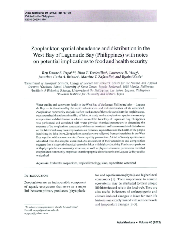 (PDF) Zooplankton spatial abundance and distribution in the West Bay of ...