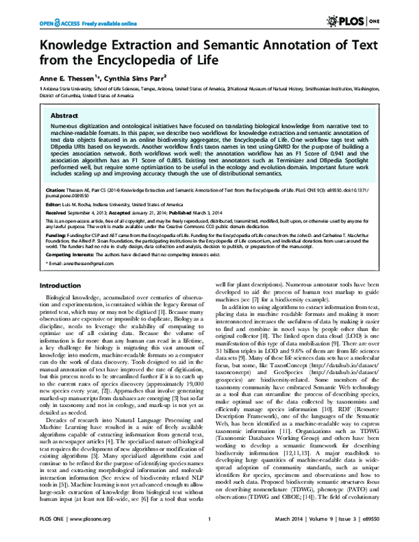 (PDF) Knowledge extraction and semantic annotation of text from the ...