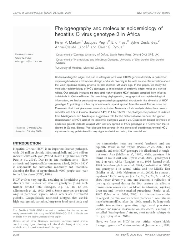(PDF) Phylogeography and molecular epidemiology of hepatitis C virus ...