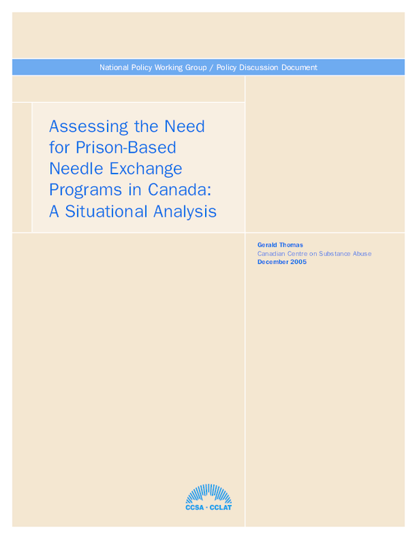 (PDF) Assessing the need for prisonbased needle exchange programs in