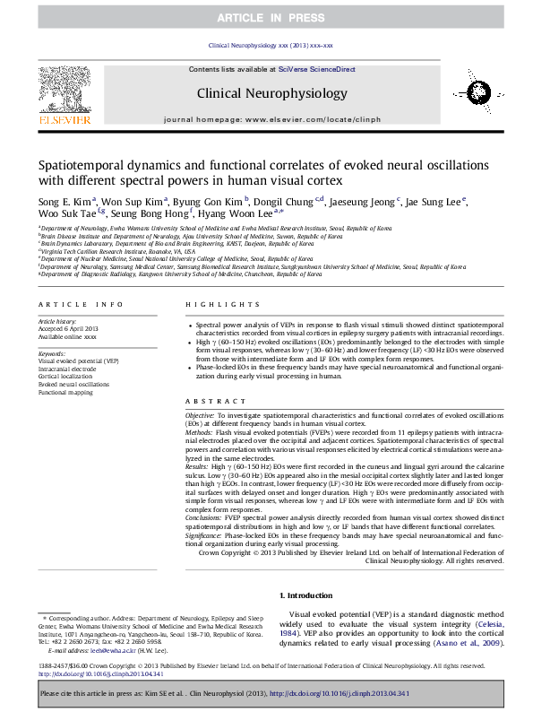 (PDF) Spatiotemporal dynamics and functional correlates of evoked ...