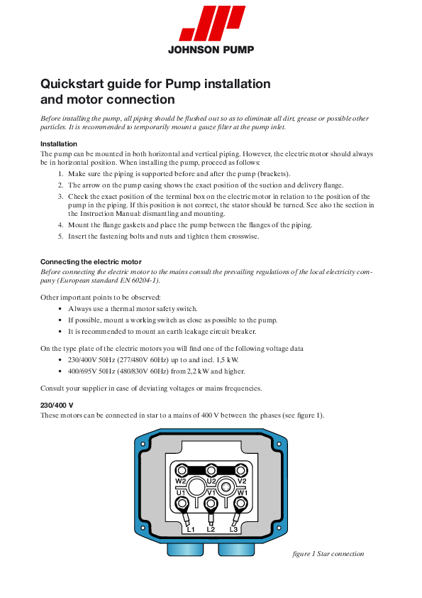 (PDF) Quickstart guide for Pump installation and motor connection
