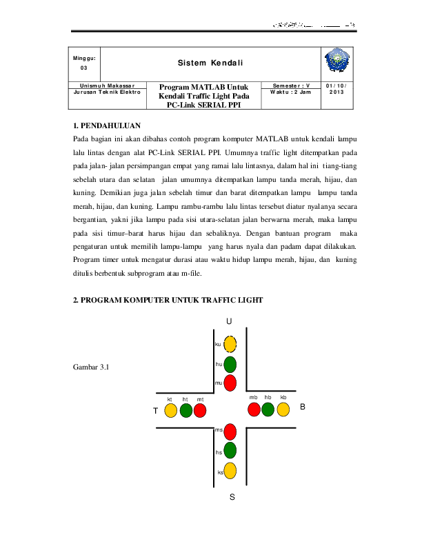 Pdf Sistem Kendali Program Matlab Untuk Kendali Traffic Light Pada Pc Link Serial Ppi Abdul Hafid Academia Edu