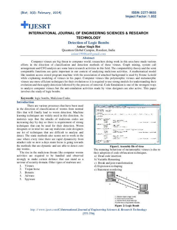 (PDF) Detection of Logic Bombs Ijesrt Journal Academia.edu