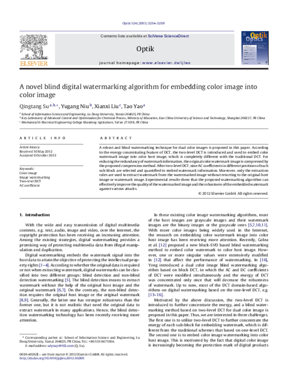 (PDF) A novel blind digital watermarking algorithm for embedding color ...